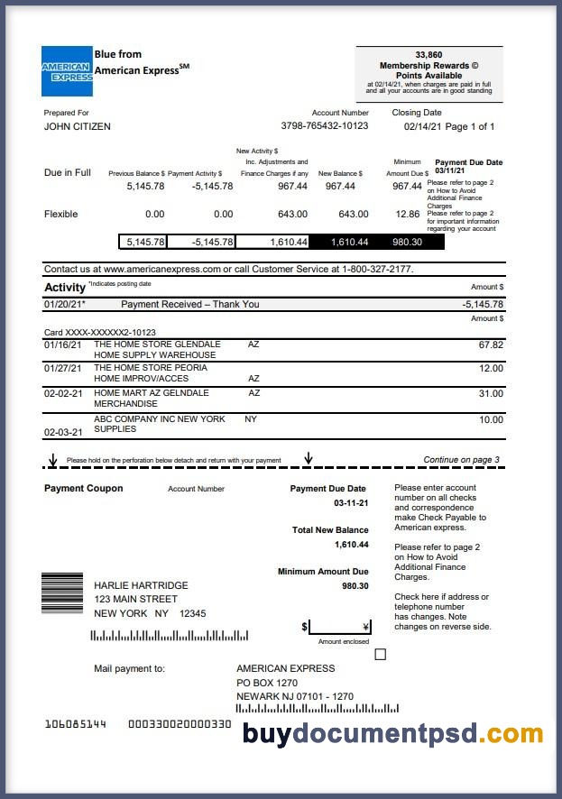 Buy Bank of America Statement Template