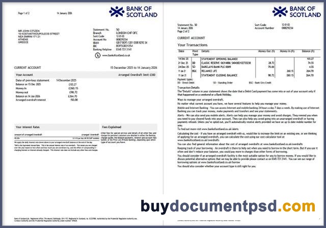 Buy Lloyds Statement Template PSD
