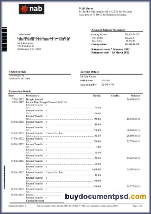 Buy NAB statement Template PSD