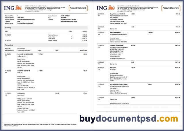 Buy T-Mobile Netherland Bill Template