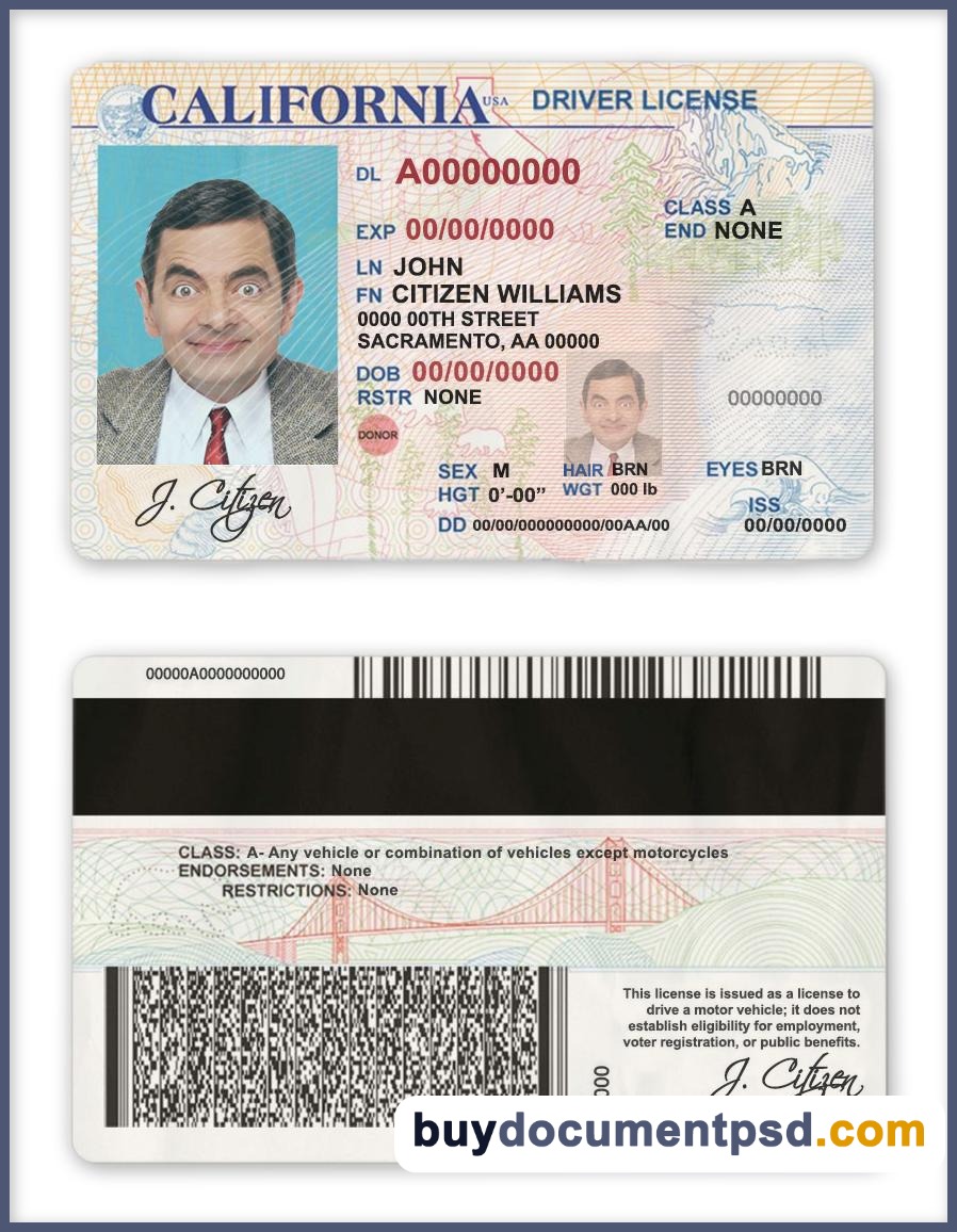 Buy California Driving Licence Old and NEW Template