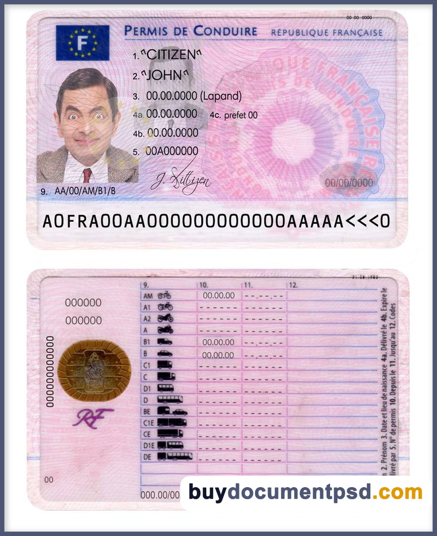 Buy France Driving Licence Template