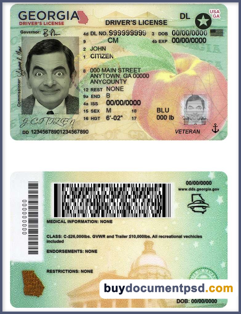 Buy Georgia Driving Licence Template