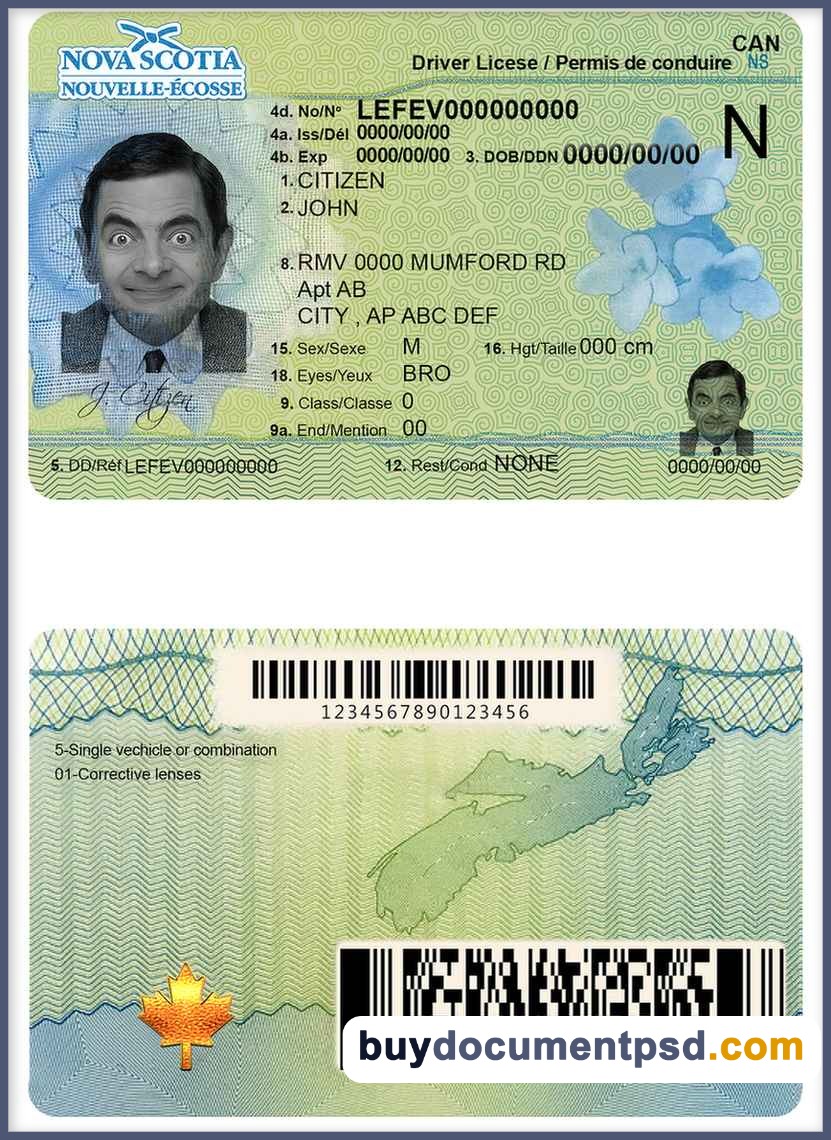 Buy Nova Scotia DL Template
