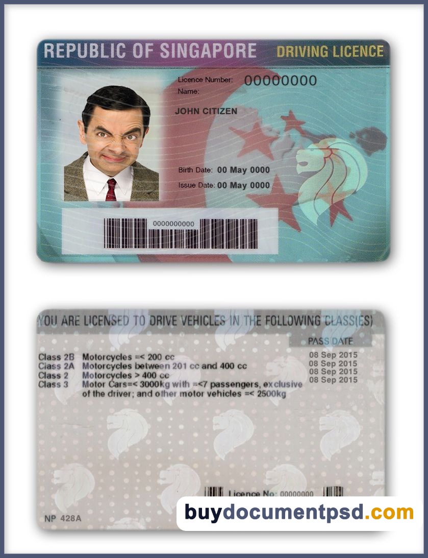 Buy Singapore Driving Licence Template