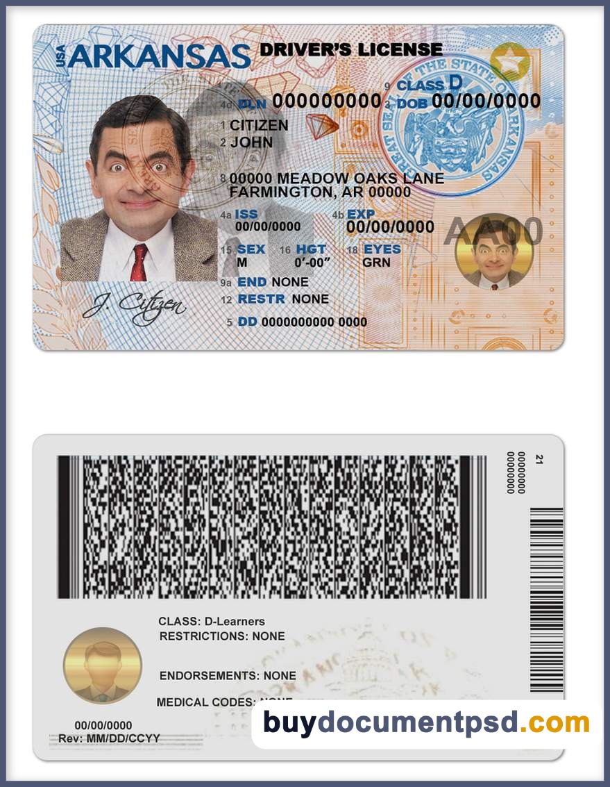 Buy Arkansas Driving Licence Template