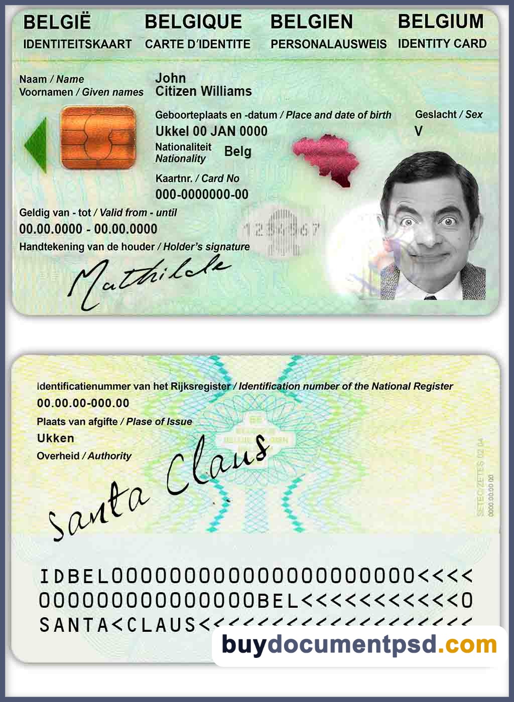 Buy Belgium ID Template