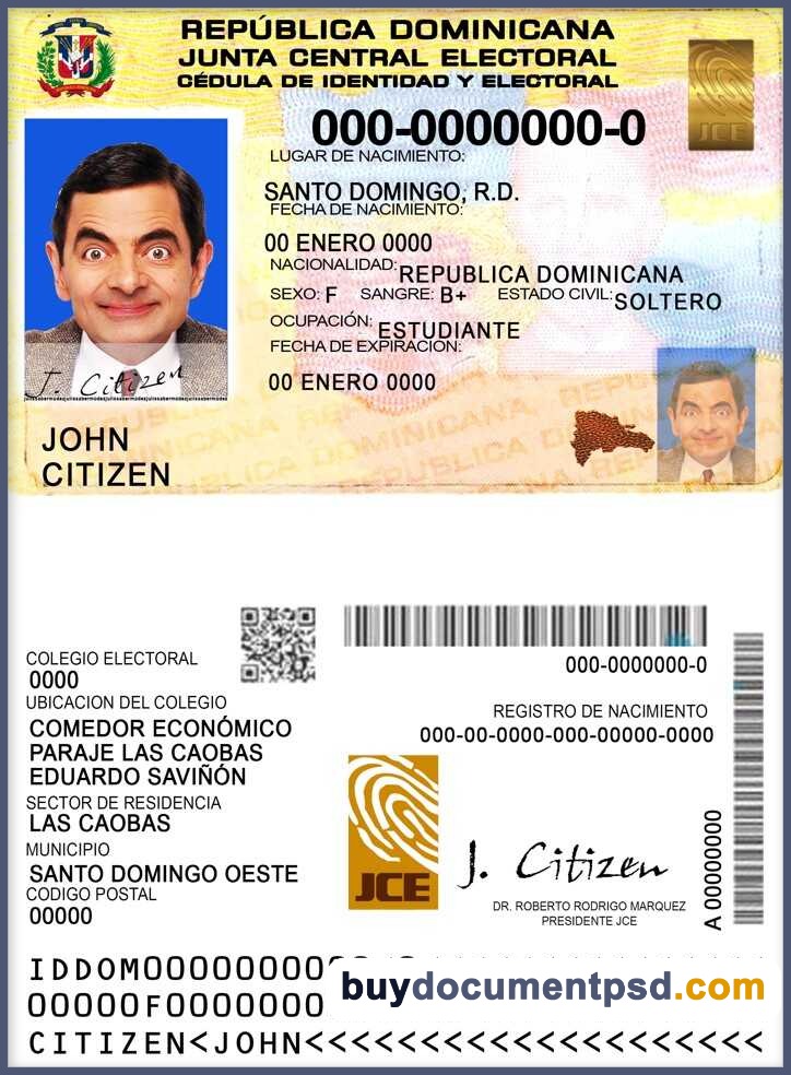 Buy Dominican Republic ID Template
