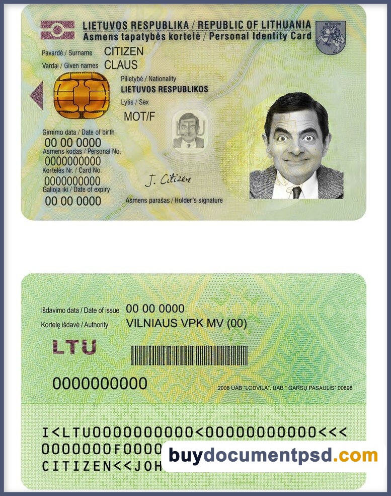 Buy Lithuania ID Template