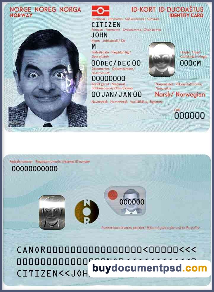 Buy Norway (Norg, Norge) ID Template