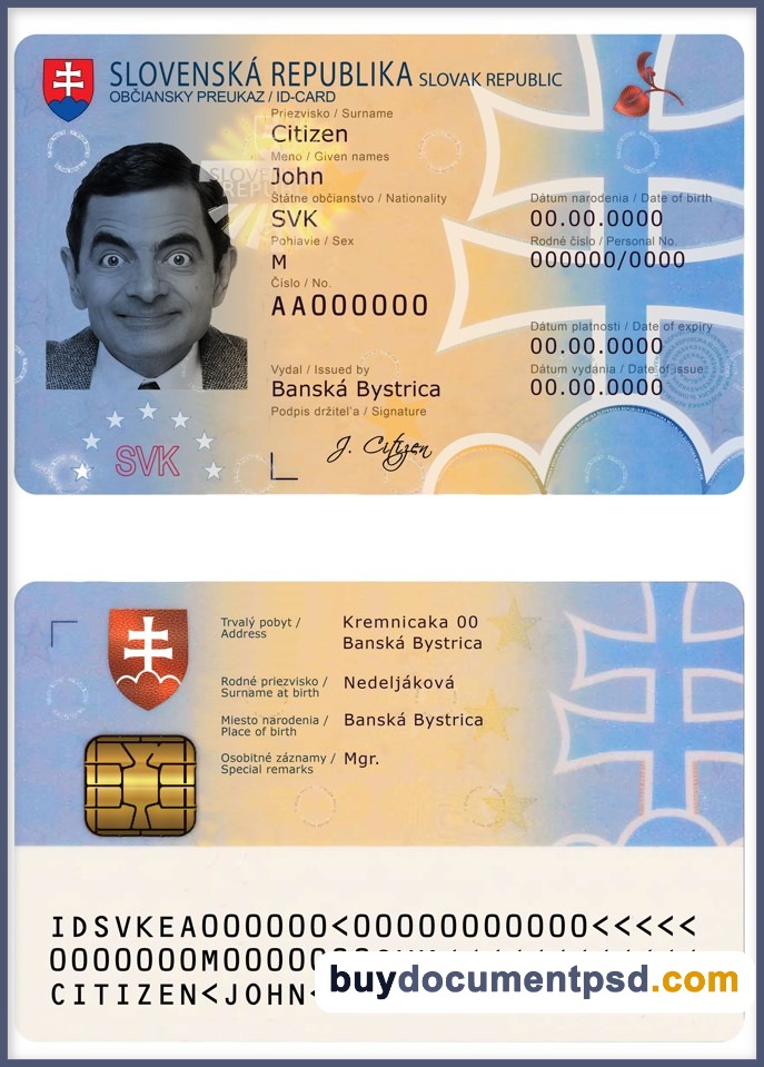 Buy Slovak (Slovakia, Slovenska) ID Template