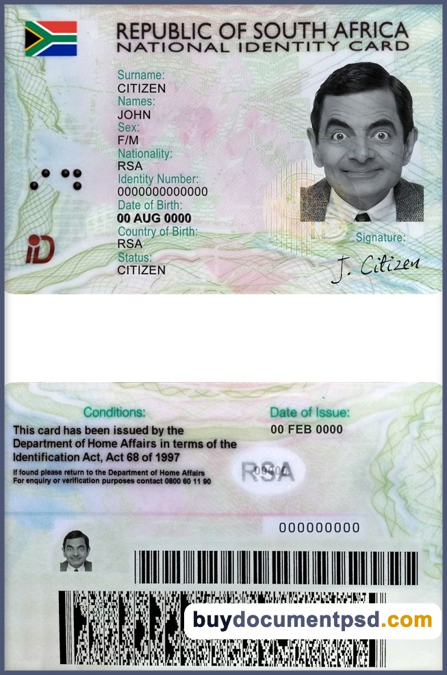 Buy South Africa ID Template