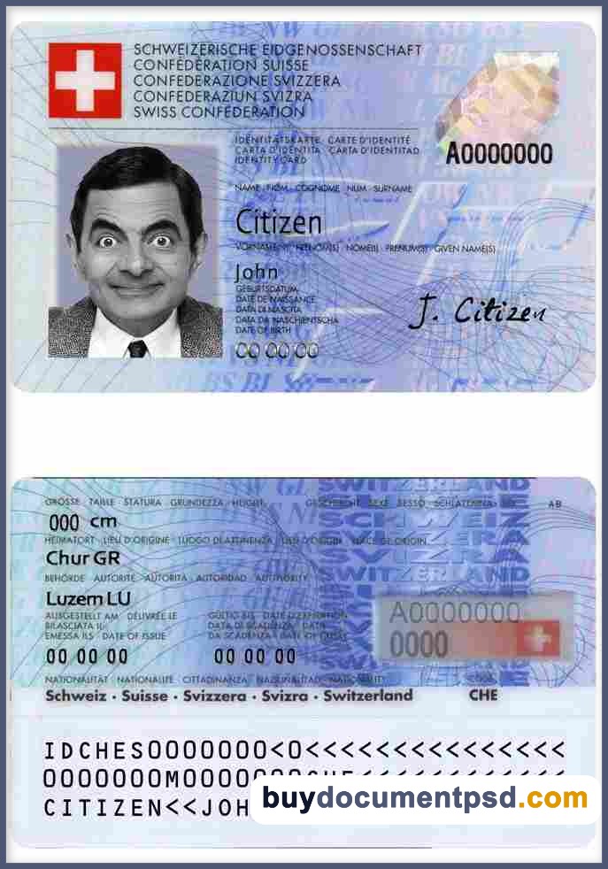 Buy Switzerland ID Template