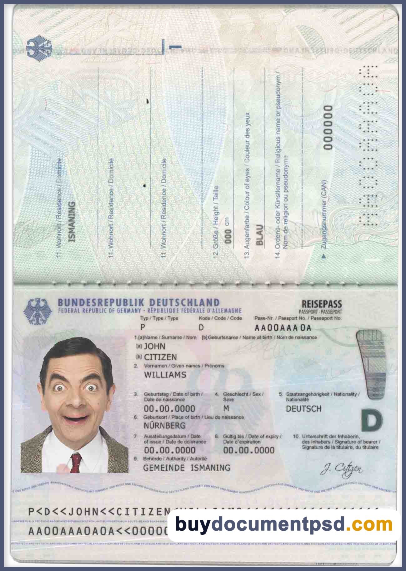 Buy Germany Passport NEW Template