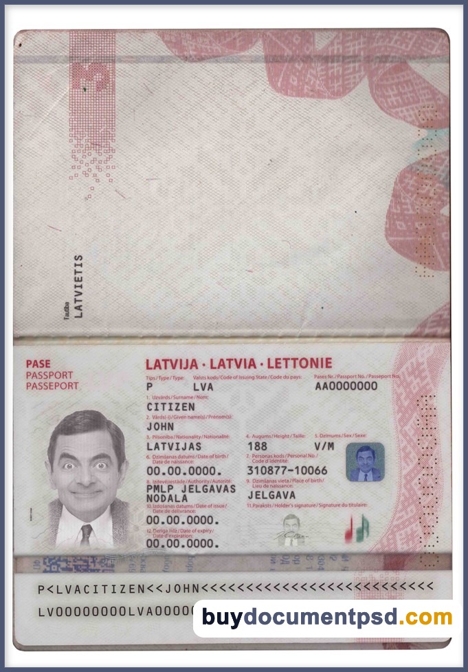 Buy Latvia Passport Template