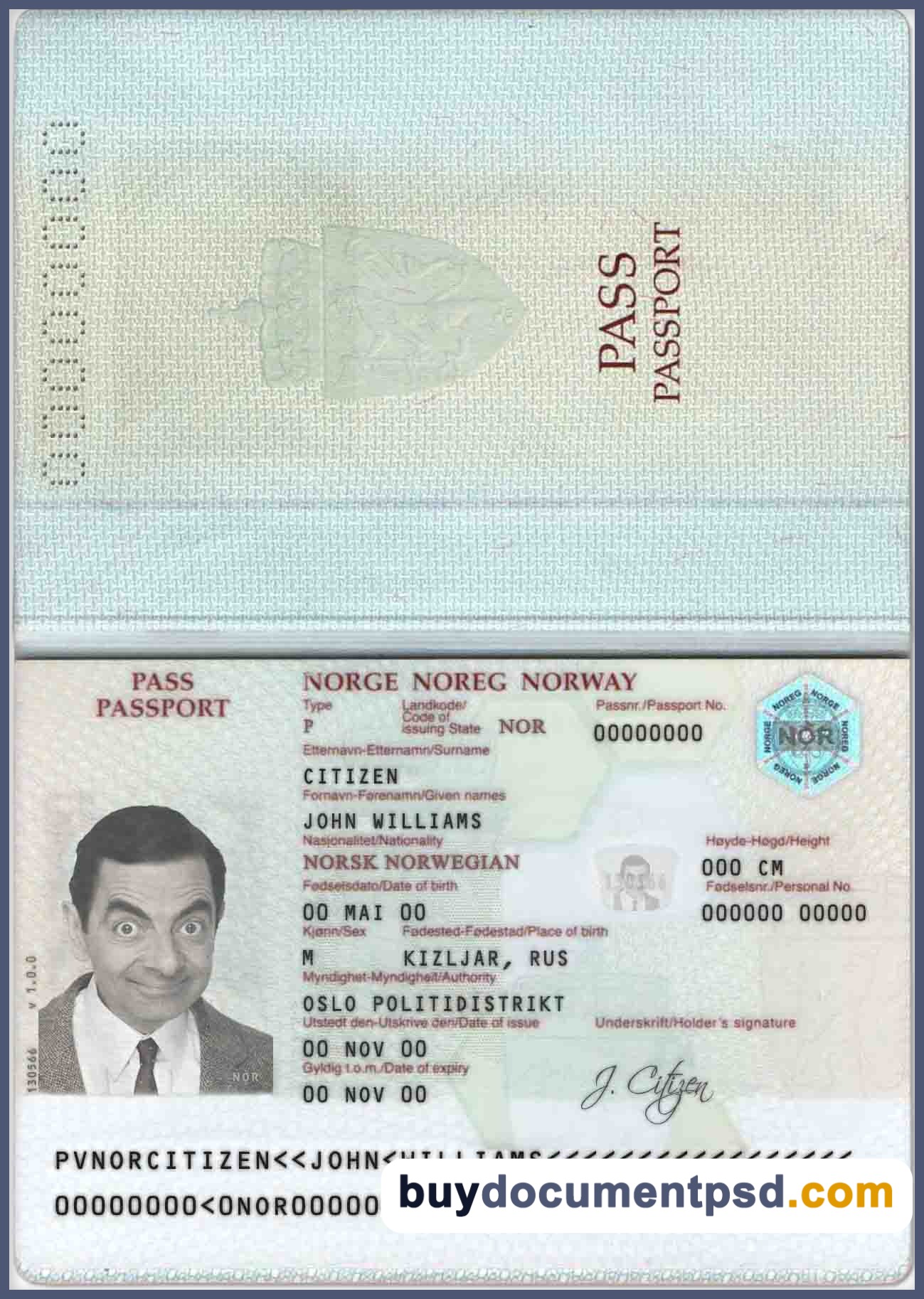 Buy Norway Passport Template
