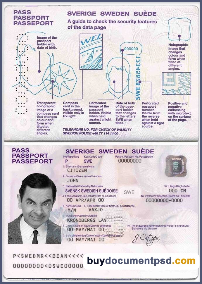Buy Sweden Passport Template