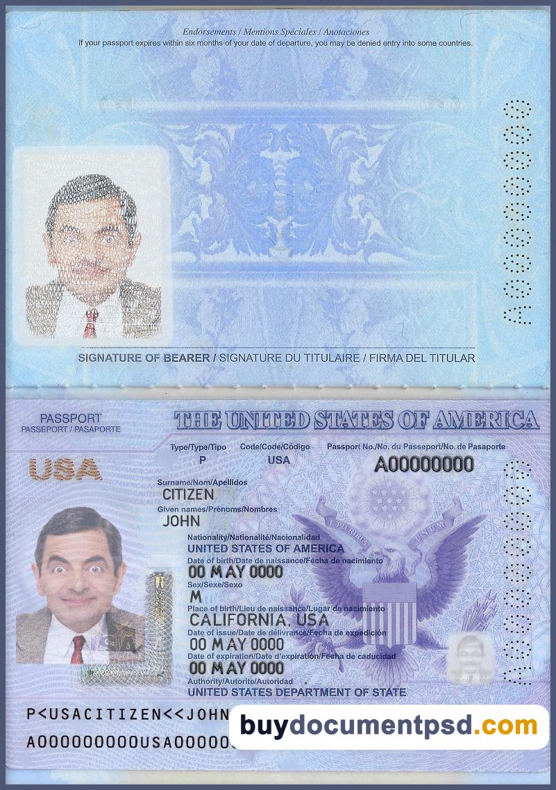 Buy USA Passport Template (V2)